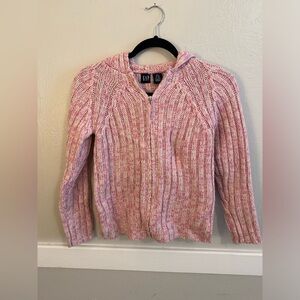 Gap Girls Wool Pink and White Hooded Sweater